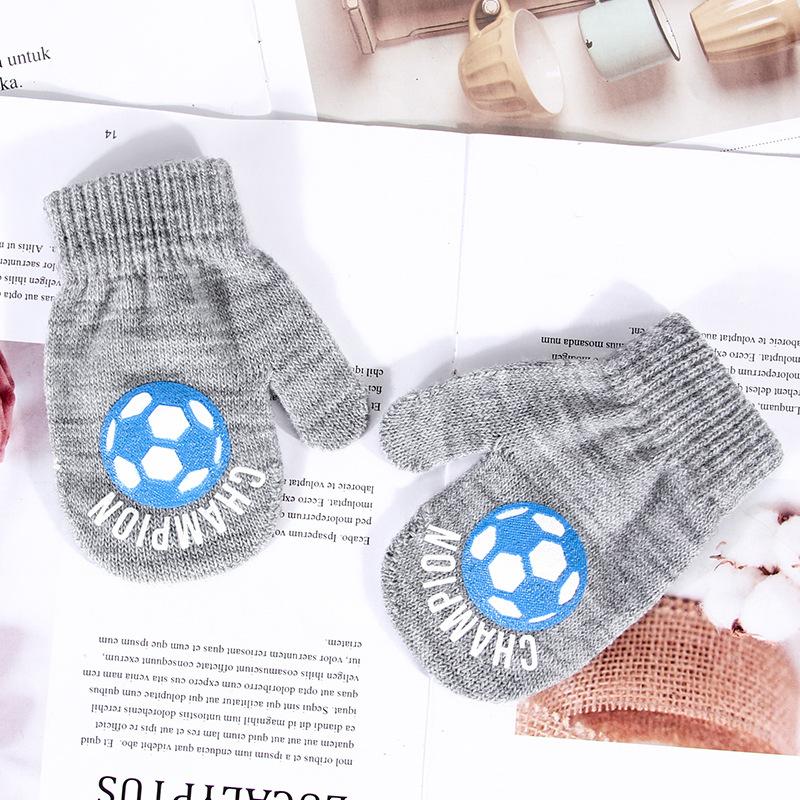 Autumn and winter baby finger knitted children's gloves bag finger velvet warm toddler neck children's models