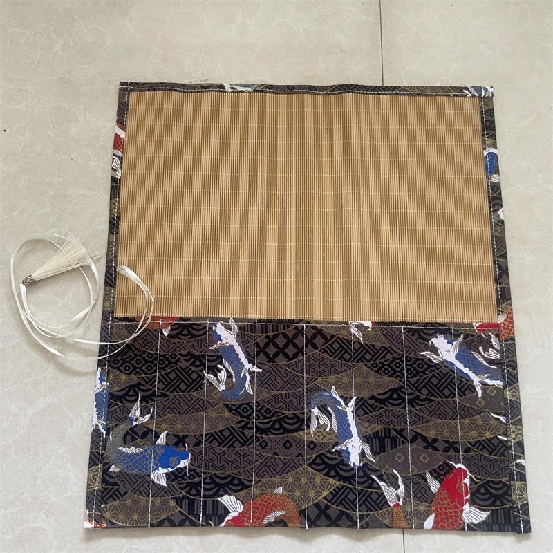 Chinese Retro Painting Brushes Holder Storage Bamboo Rolling Bag Calligraphy Pens Case Curtain Pack for Art Supplies