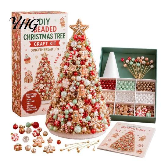 Unique Desk Accessories DIY Christmas Tree Beading Kit for Adults Beginners, Handmade 3D Ornament with Full Immersive Experience Gift Tools