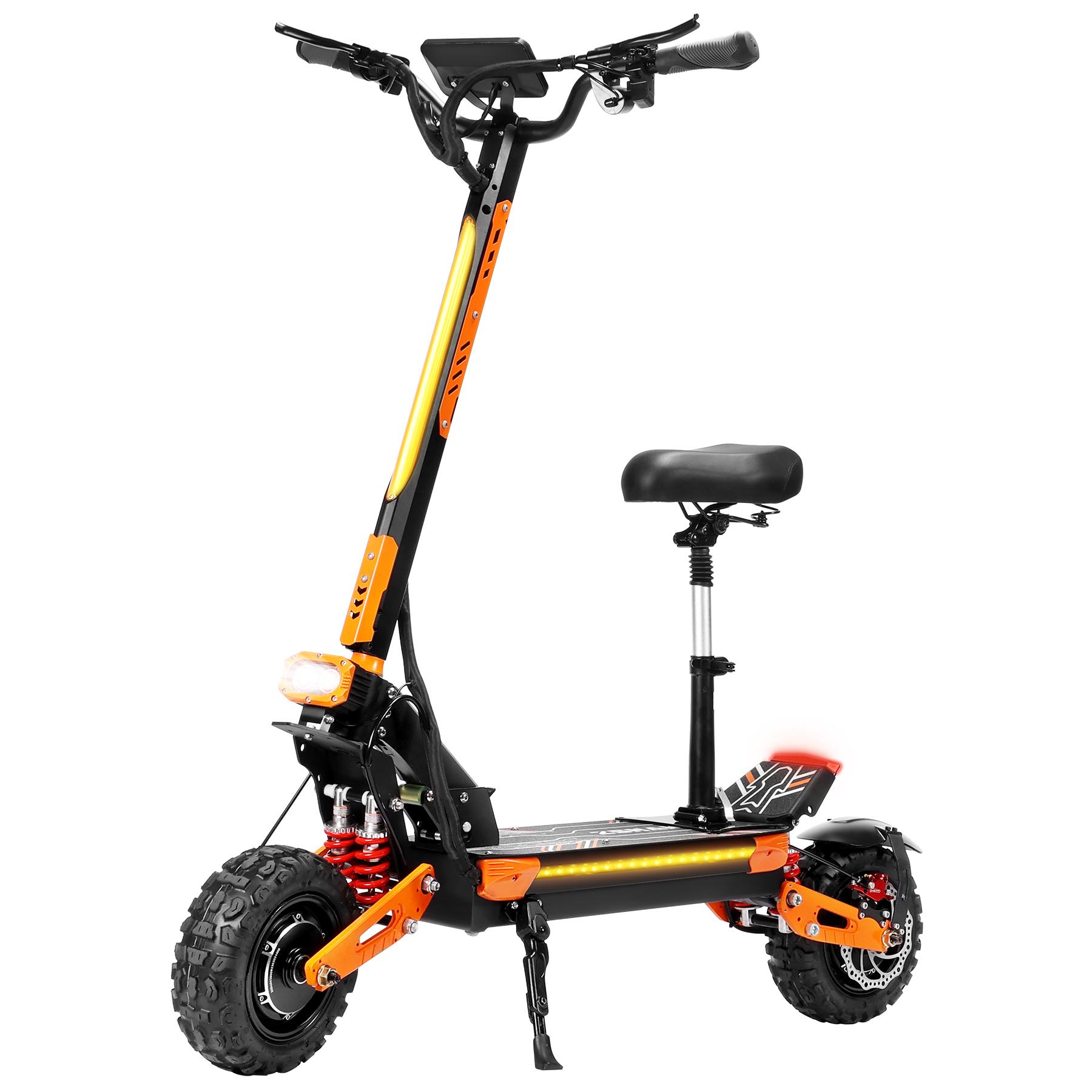 VREOM Z36 Elektroroller für Erwachsene 3800W Offroad-Elektroroller 60V28AH Akku 11-Zoll-Offroad-Reifen Dualmotor Berg E-Scooter orange