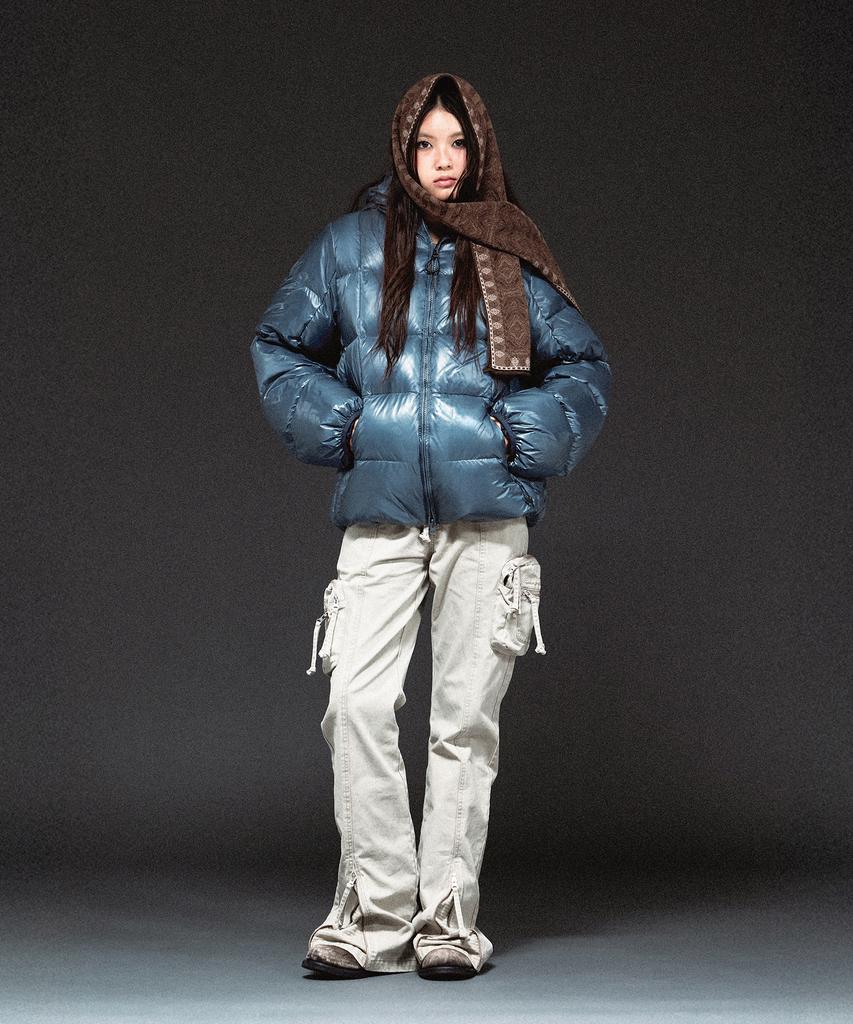 Thevinylhouse Hooded Duck Down Jacket Blue