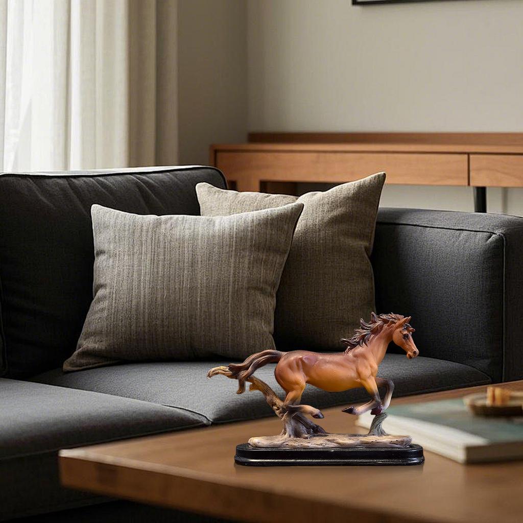Decorative Galloping Running Horse Statue Home Animal Decor Tabletop Office Desk