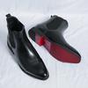 Stivali autunnali e primaverili a punta per piedi larghi Scarpe alte casual britanniche in pelle Chelsea suola rossa Stivali Martin