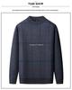 Warmer Herren-Pullover mit Karomuster und Plus-Samt für mittleres und älteres Alter (50er-60er Jahre) - Herbst/Winter Rundhals Basisschicht