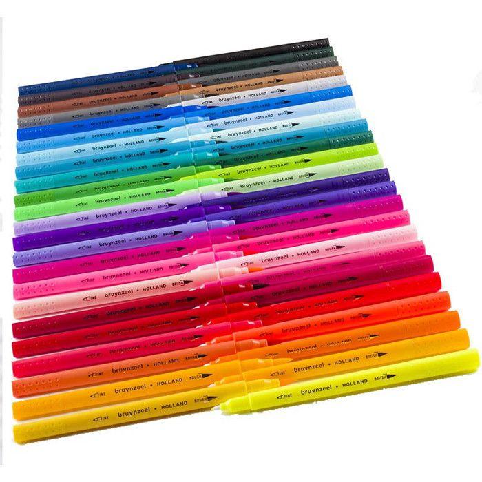 Coffret de 72 feutres - Pointes fines et pinceaux - Bruynzeel