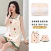 With chest pad vest shorts pajamas women's summer cloud cotton sweet and cute girl style sleeveless loungewear set