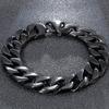 Hypoallergenic Matte Stainless Steel Cuban Chain Bracelet for Men Brushed Black/Silver Color Men's Bracelets With Lobster Clasp