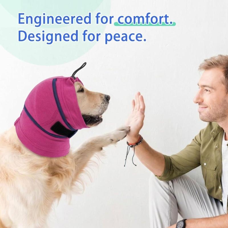 Dog Hood for Loud Noise Moment, Soft Stretchy Ear Cover Wrap for Pet Dog with Adjustable Closures and Full Ear Coverage