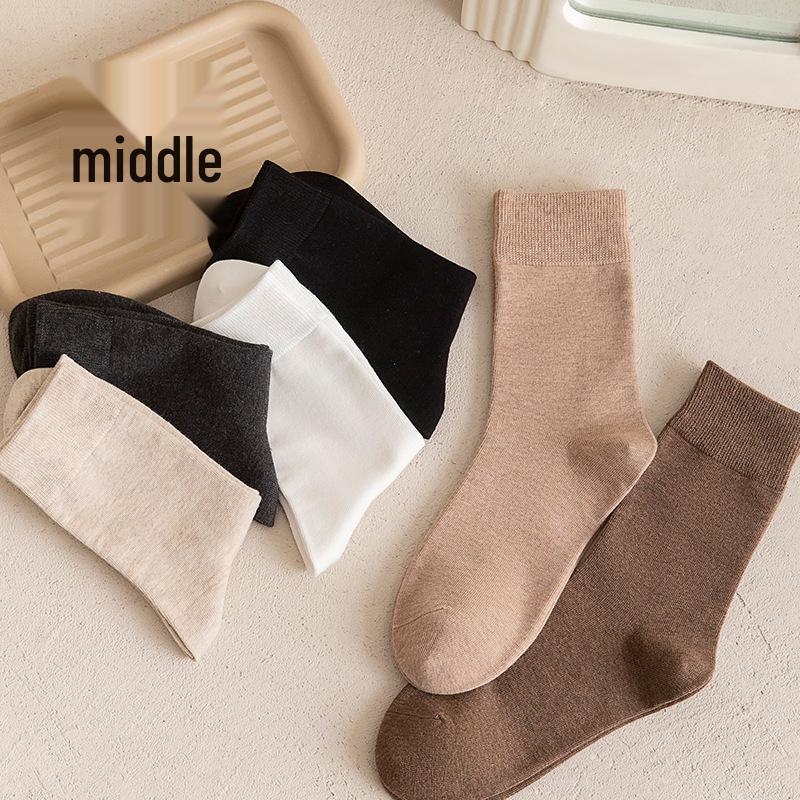 Meilade Women's Pure Cotton Mid-Calf Socks - Soft, Breathable, Loose Cuff, Ideal for Postpartum and Versatile Use.