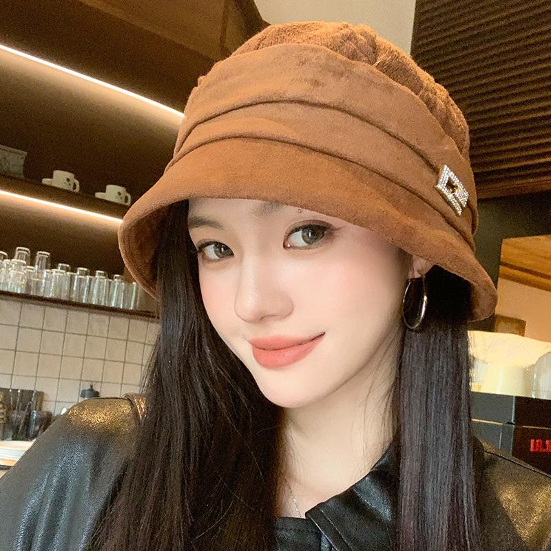 Korean Classic Simple Commuter Hat Feminine Gentle Temperament Wide-brimmed Basin Hat Autumn and Winter New Plain Versatile Bucket Hat