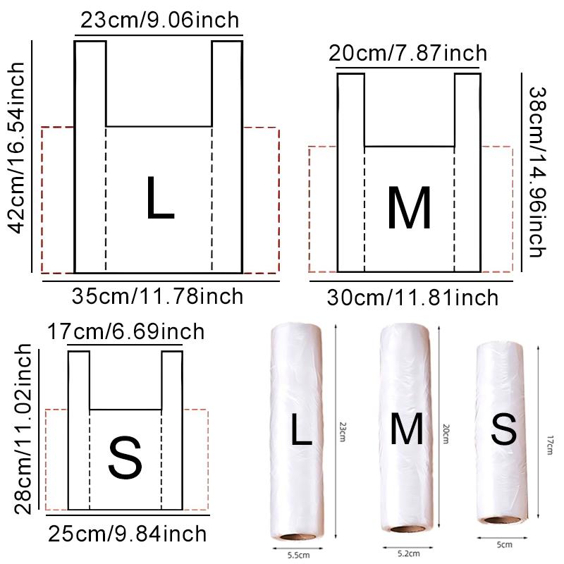 1 Roll Food Bags with Handle Fresh-keep Bag 100PCS/Roll S/M/L 3 Size Available Plastic Leakproof Snack Bag Kitchen Accessory ZYF