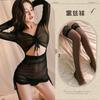 Perspective Love Underwear Sexy Perspective Mesh One-piece Pajamas Hollow Uniform Temptation Hip Skirt