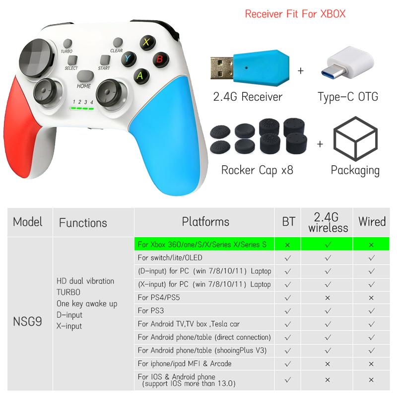 

Ігровий контролер ПК Bluetooth Бездротовий геймпад для Win10 11 ПК Steam Switch Колода Yuzu Ryujinx Джойстик білий