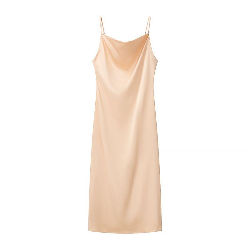 Kaslead New Arrival Women's Clothing Fashion Style Fashion Minimalist Multi-Color Satin Mid Length Long Length Sling Dress
