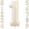 40 Inch Cream White 1 Balloon Numbers, Large Number 1 Balloon Foil Helium Number Balloons, Big 1st Foil Birthday Balloons for Boys Girls 1st Birthday