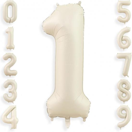 40 Inch Cream White 1 Balloon Numbers, Large Number 1 Balloon Foil Helium Number Balloons, Big 1st Foil Birthday Balloons for Boys Girls 1st Birthday