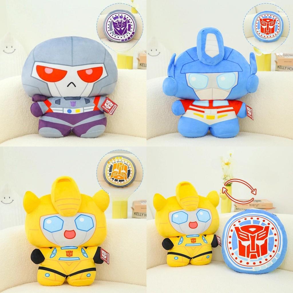 Transformers Plush Toy Flip Transform Throw Pillow Bumblebee Megatron Decor Gift