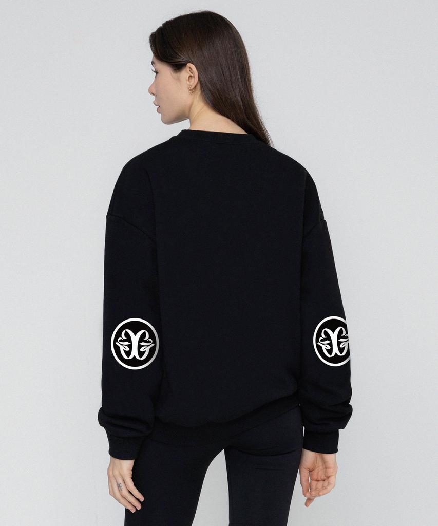 GRAVER [Unisex] Elbow Deco Logo Sweatshirt_Black/White Logo