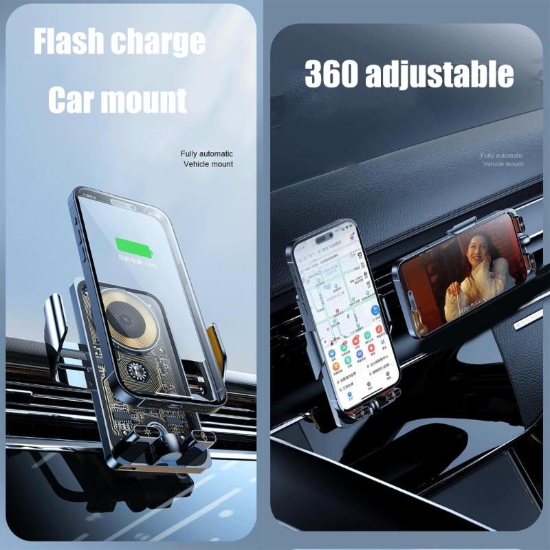 Quick Charging Car Phone Stand 66W Wireless Charges High Speed Wireless Charging Car Mount Intelligent Clamping Wireless