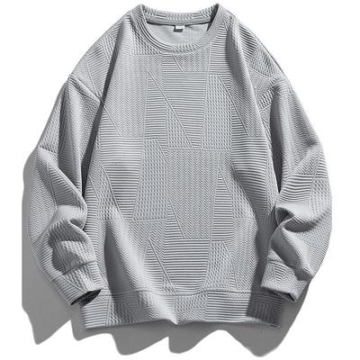 Spring and Autumn Oversized Men's Round Neck Jacquard Hoodie Men's Round Neck Pullover Hoodie Fashionable Casual Men's Clothing