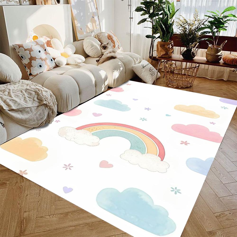 Timeless Cartoon Rainbow Carpet for Living Room Decor Sofa Rug Bedroom Bedside Rug Kitchen Dining Table Mat Nursery Floor Mat