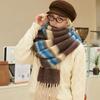 Tassel Winter Cashmere Scarves Mohair Long Shawl Classic Stripe Wool Scarf  Student