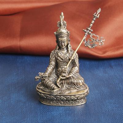 Pure Brass Lotus Birth Master Buddha Desktop Ornament Religious God Statue Bronze Sculpture Craft Decoration Old Copperwa