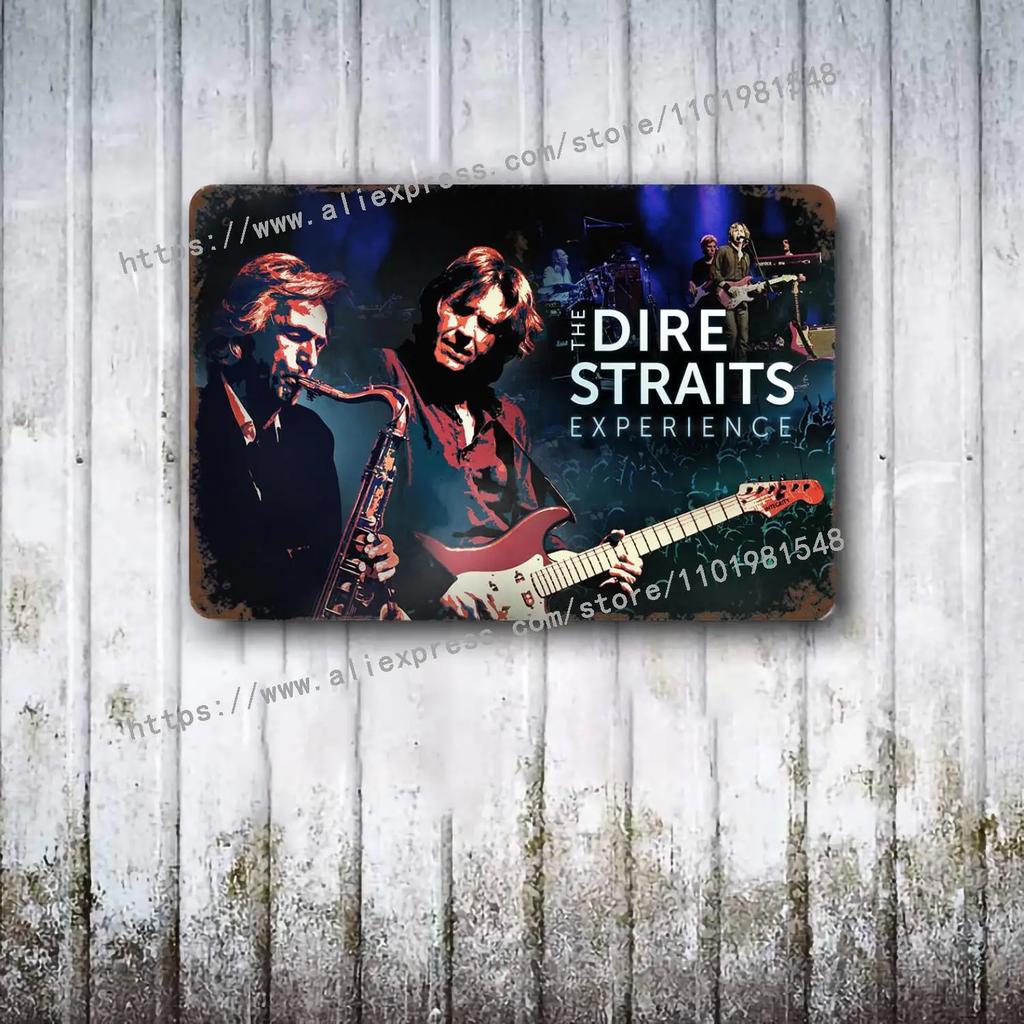 Dire Straits Band Metall Deko Poster Vintage Blechschild Metallschild Dekorative Plakette für Pub Bar Man Cave Club Wanddekoration