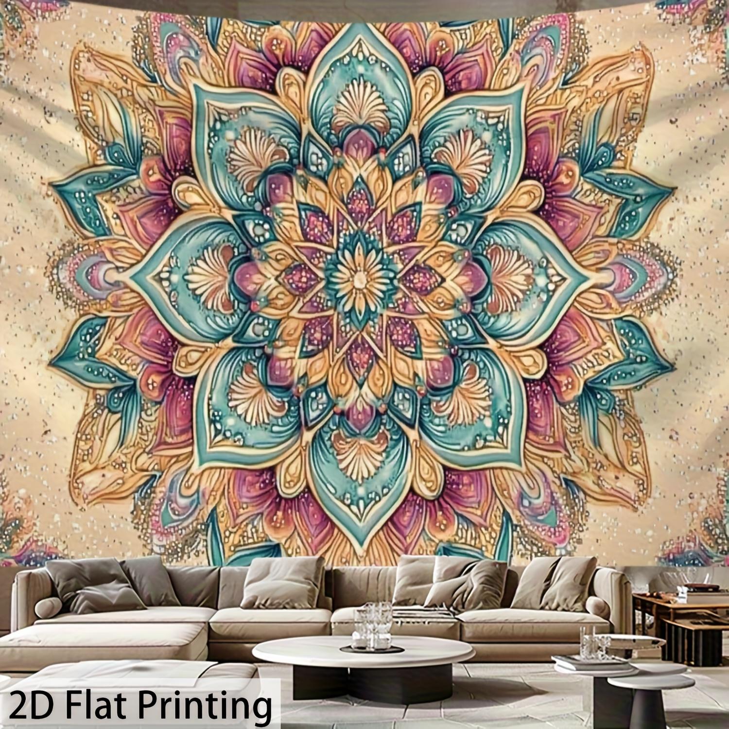 Jmg Household Supplies Unisex Colorful Mandala Tapestry Wall Hanging, Intricate Floral Lotus Art Tapestry, Boho Home Decor For Living Room Bedroom Background
