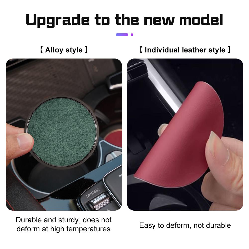 For Toyota Camry Crown Majesta Highlander Land Cruiser Car Water Cup Pads Leather Alloy Coaster non-slip Mat Interior Accessorie