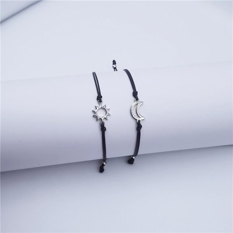 Personalizado 2x para Pulseira Pingente Sol Lua Dia dos Namorados Pulseiras Combinando Pulseira de Casal Joia Presente para Namorada