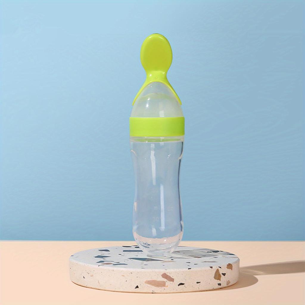 90ml/3oz Baby Silicone Spoon Feeder, Rice Paste Silicone Bottle & Spoon Set, Squeeze Food Feeder for Outside and Home Easter Gift