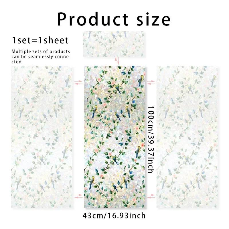 Double-sided Rainbow Design Static Window Privacy Film Colorful Stained Glass Window Film for Privacy Sun Blocking for Windows