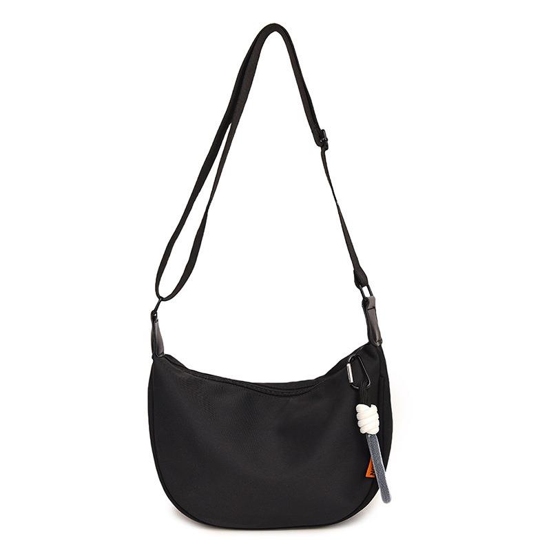 Spacious Nylon Canvas Bag Women Fall Winter New Trend Fashion Versatile Solid Color Crossbody Bag Crescent Moon Bag