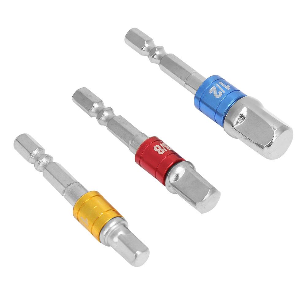 Chrome Vanadium Steel 1 4   3 8   1 2   Hex Shank To Square Extension Bar Adapter