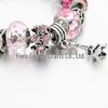 DIY Pink Crystal Bead Pendant with Inlaid Diamond for Bracelets - Christmas Gift