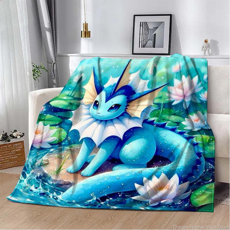 Japan Anime Pokemon Cartoon Eevee Soft Blankets,Warm Throw Blanket Comfortable Blanket for Picnic Beds Sofa Home Bedroom Kids