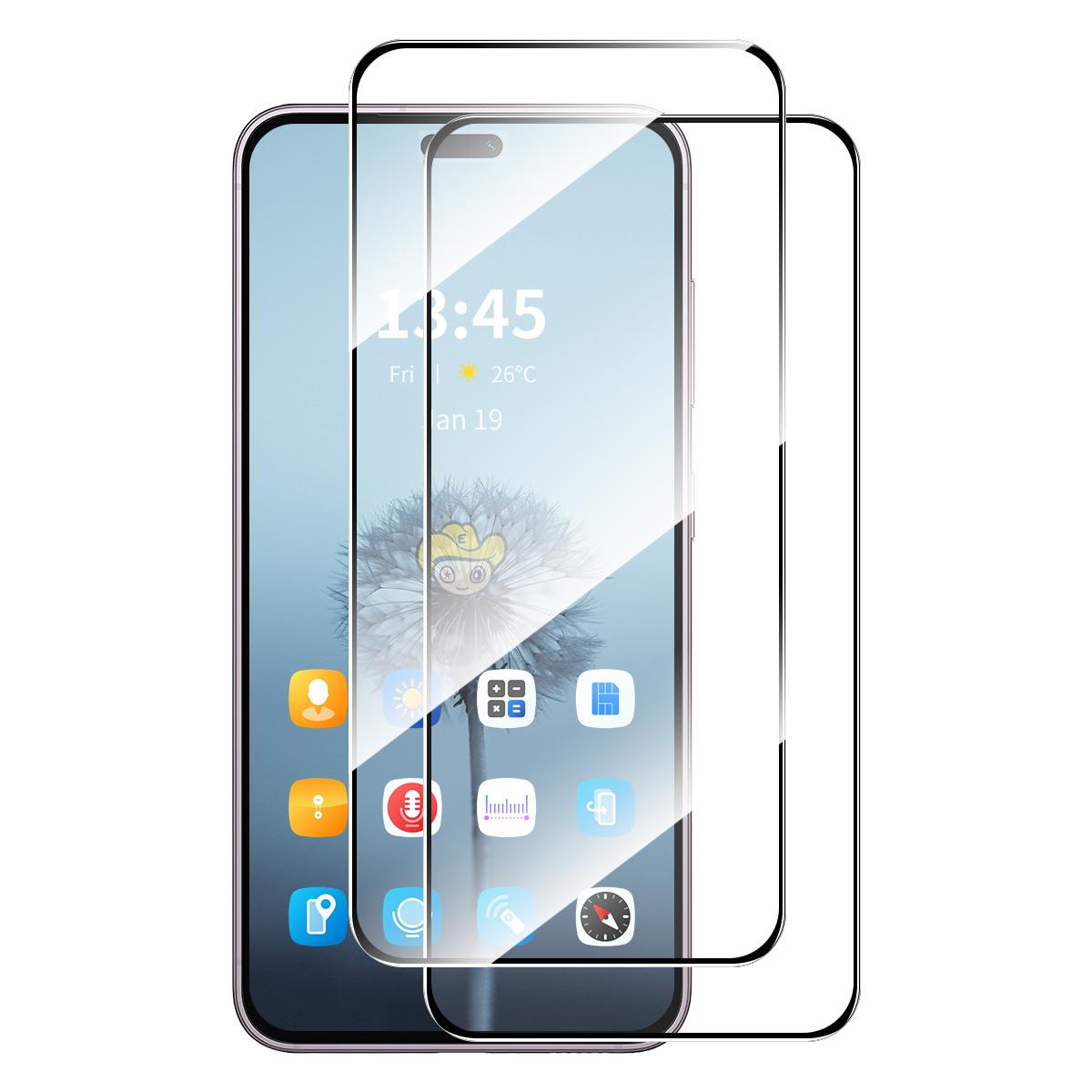 

For Honor X8c 4G 2Pcs Screen Protector ENKAY HAT PRINCE 9H Silk Printing 0.26mm Tempered Glass Transparent