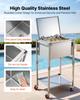 VEVOR Rolling Ice Chest Cooler Cart Stainless Steel Cooling Bin 54.6 L, Outdoor Stand Up Cooler Trolley with Wheels, Flip Lid, and Shelf