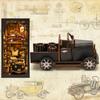 CRESYMME Book Nook Dollhouse Leeds Miniature House Log House Kit, Wooden 3D Puzzle, Handmade for Adults, with LED Lights (Automobile Museum)
