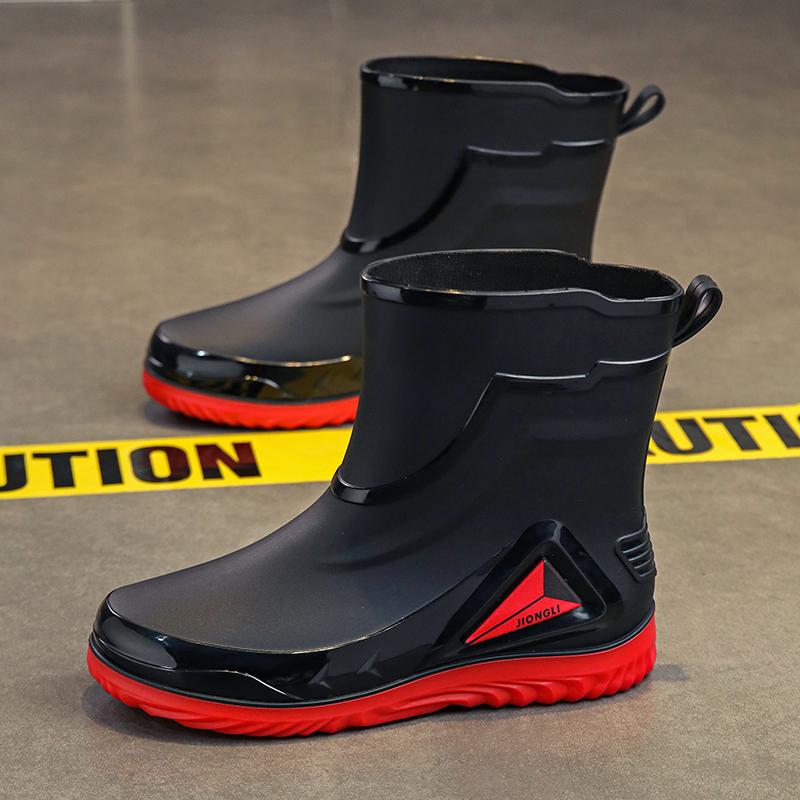 Men's casual fashion rain boots four season comfort light height increasing outdoor wear-resistant waterproof casual rain shoes