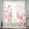 Pink Swirl Flowers Tulle Curtains for Living Room Bedroom Window Sheer Curtains Kitchen Balcony Voile Curtains