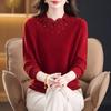 Year of the Rat Women's Thick Cashmere Sweater - Half-High Collar, Chinese Style, Plus Size, Red Winter Base Layer.