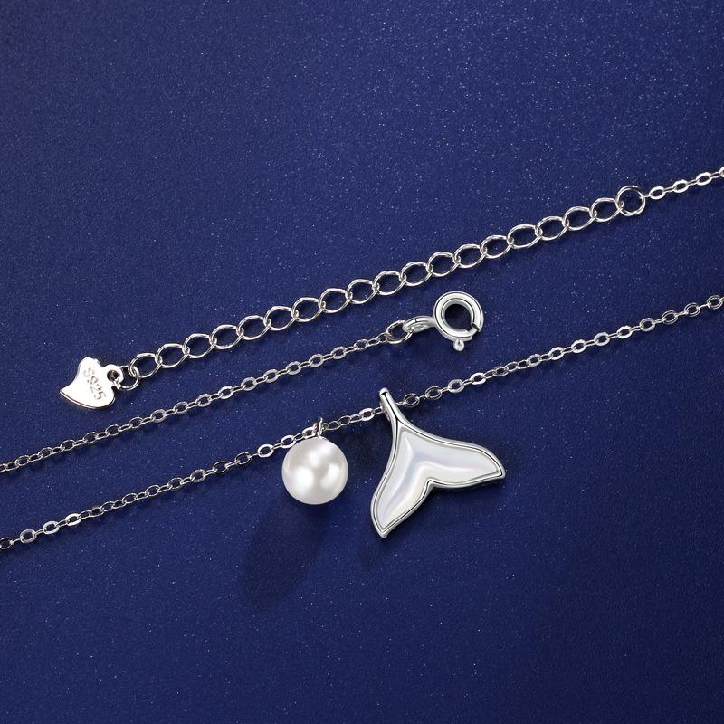 Yusheng ha la tua collana a coda di pesce con perle per la moda femminile e versatile temperamento retrò ciondolo in madreperla per donna