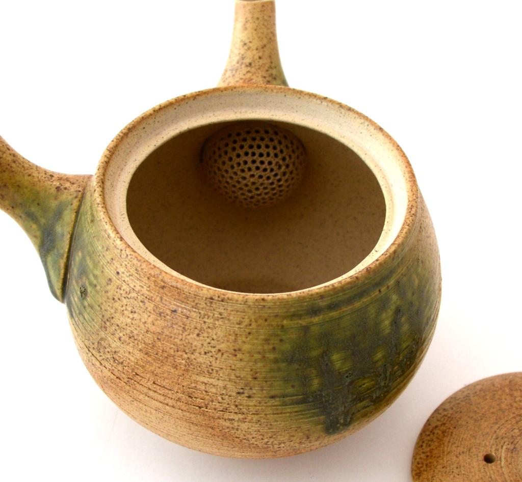 Tokoname ware Irabo Senjiku teapot with tea strainer, K31-3
