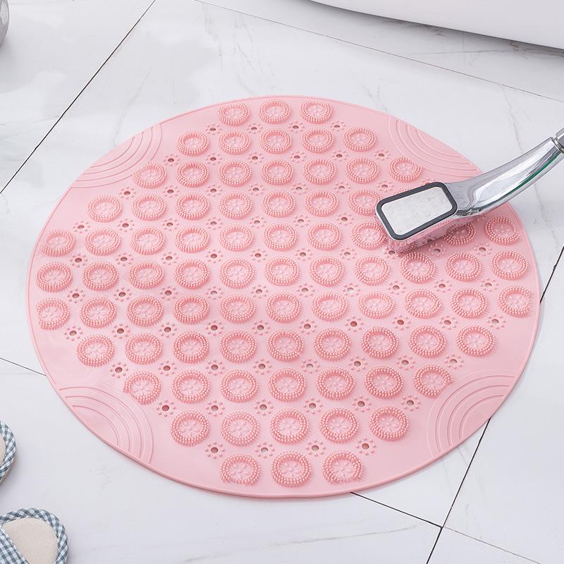 Runde PVC-Duschmatte mit Rutschschutz, schnelltrocknenden, wasserableitenden Saugnäpfen und Massage-Fußpolster