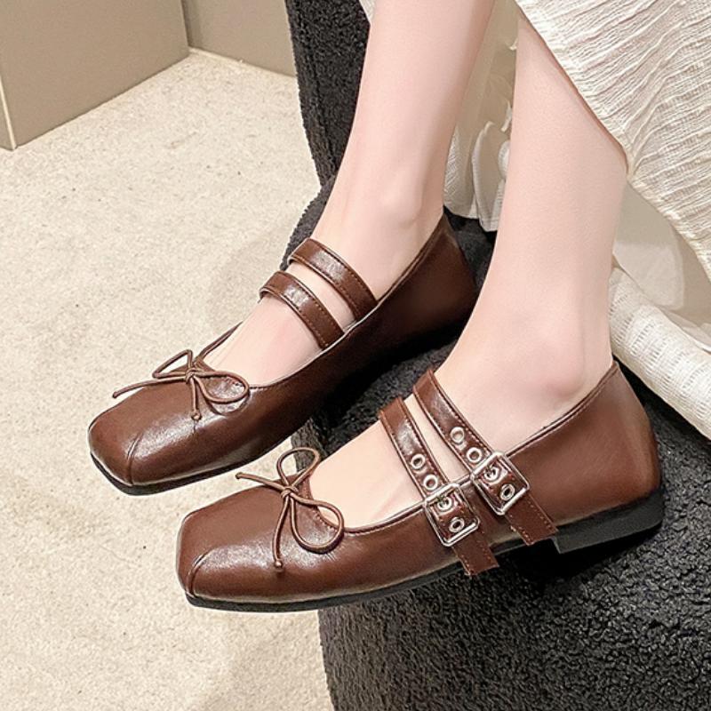 Fashion Designer Spring Women Mary Jane Shoes Fashion Square Toe Ladies Comfort Soft Sole Flats Women's Comfort Ballerinas Shoes