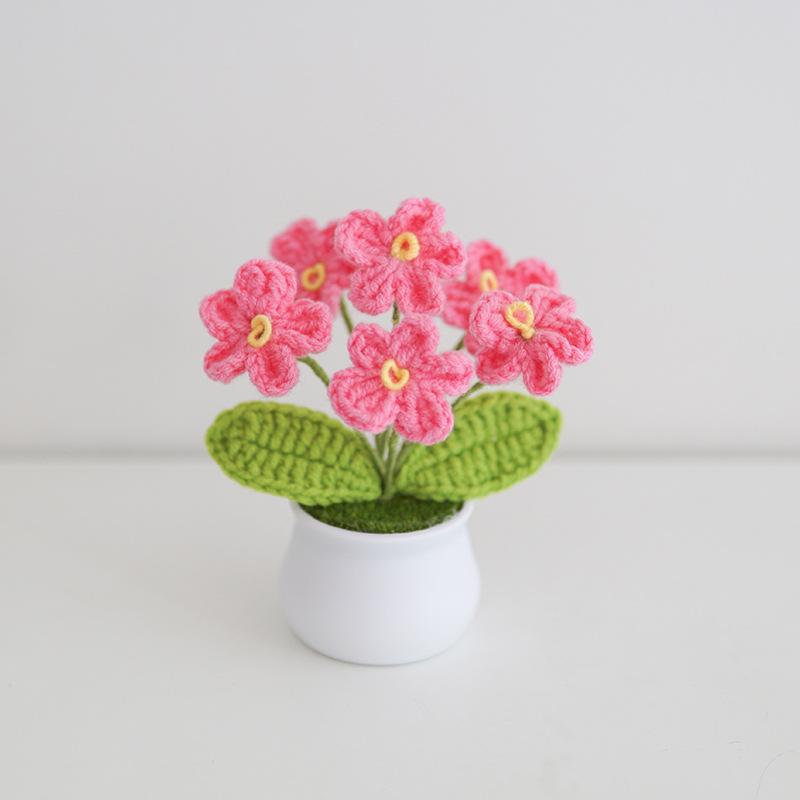 Handmade flowert simulated flower small potted plant home decoration ornament creative gift knitted flower