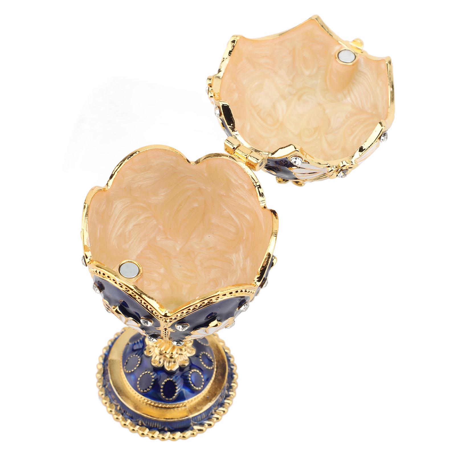 Шкатулка в форме пасхального яйца, ручная роспись, декоративные стразы, сплав, шарнирная, эмалированная, для колец, ожерелий