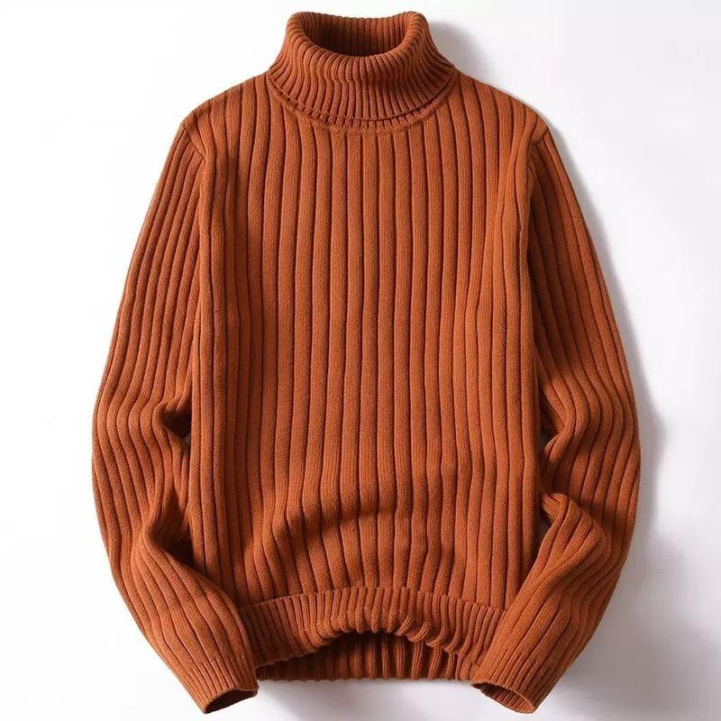 Sweater Men's Autumn and Winter Casual Turtleneck  Solid Color Loose Pullover Long-sleeved Fashion Top